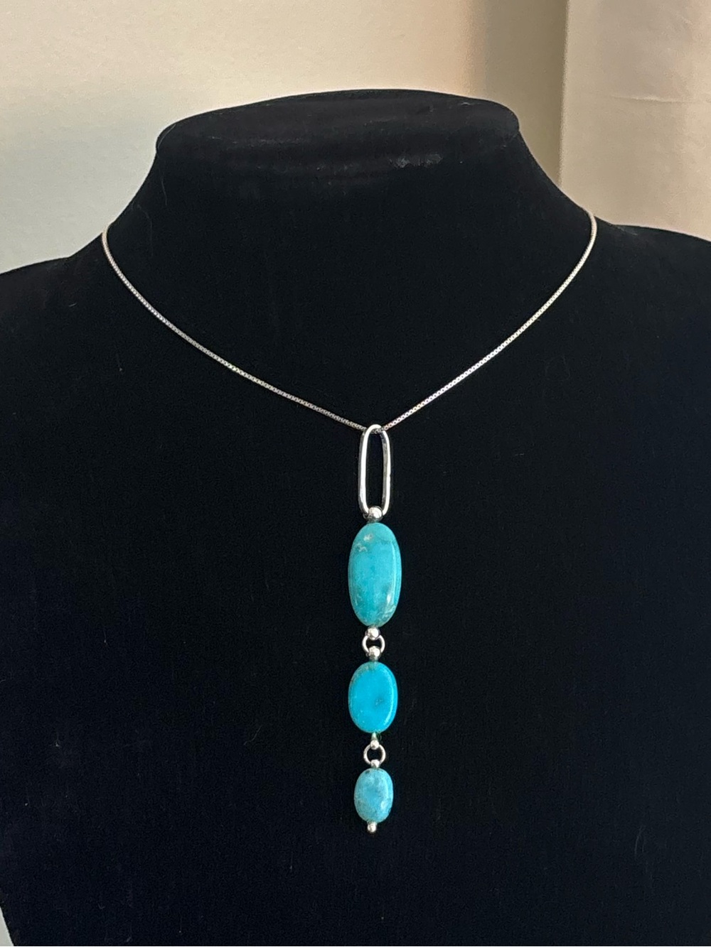 925 Turquoise Stone Drop Pendant For Necklace